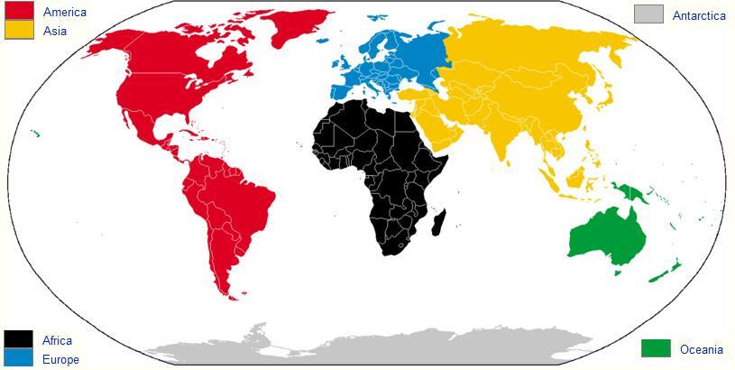 Sebutan 6 Benua Berdasarkan Warna dan Alasannya