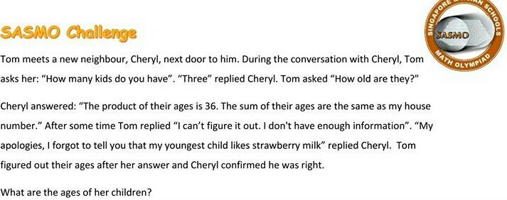 Cheryl, soal matematika SASMO