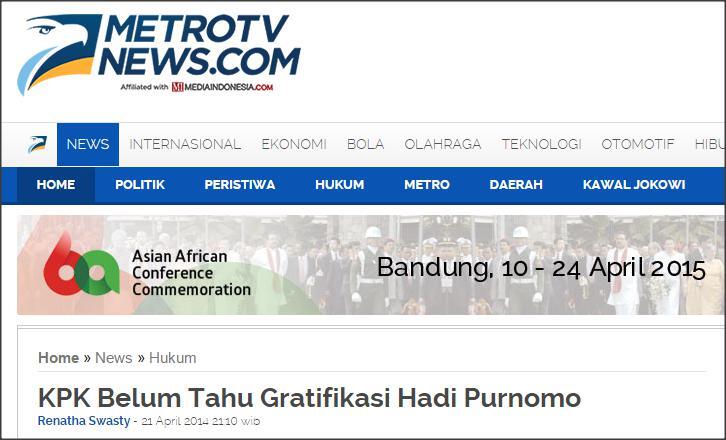 Pajak BCA, KPK Tak Temukan Gratifikasi Hadi Poernomo