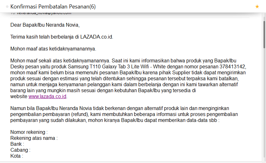 Lazada Penipuan