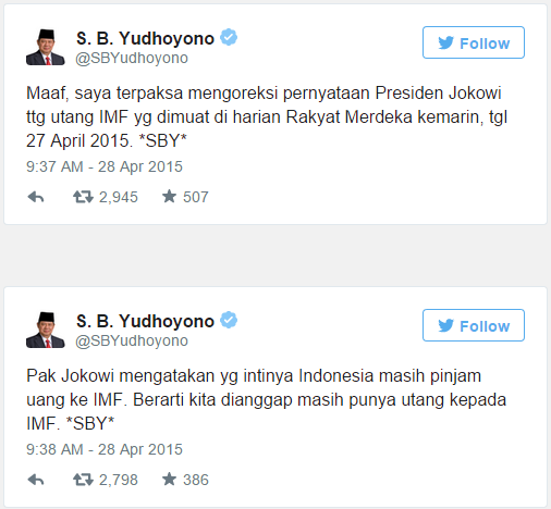 SBY dan Jokowi Ribut Gara - Gara Utang?