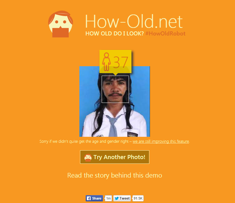 Umur hatabomba menurut how-old.net