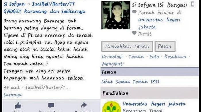 Heboh ! Hina Orang Karawang, Pemilik Akun Facebook Ini Dikecam