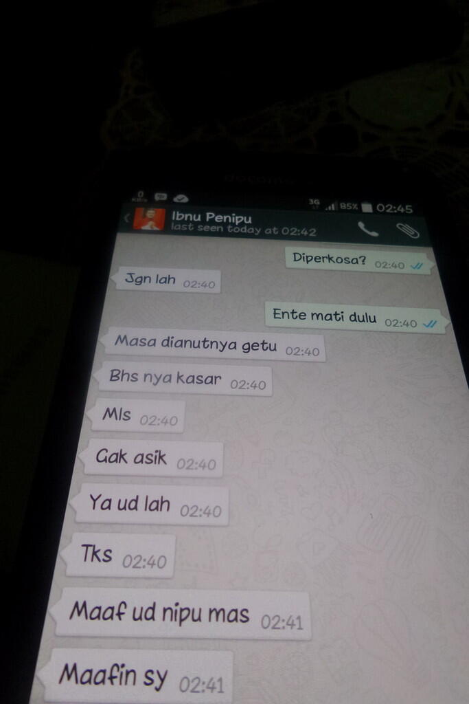 Penipuan berkedok maaf atas nama Ibnu Malik