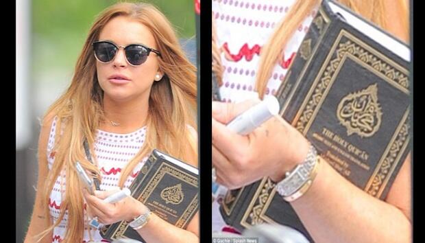 Foto Lindsay Lohan Bawa Quran Beredar, Masuk Islam!