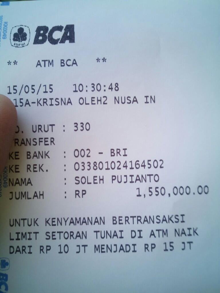 Surat Terbuka SOLEH PUJIANTO | Vai | SERPONG | BRI : 0338-01-024164-50-2