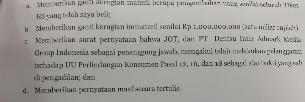 #GugatanUntukJOT, Penggemar Somasi JOT Tuntut Perbaikan Pelayanan Dari JKT48
