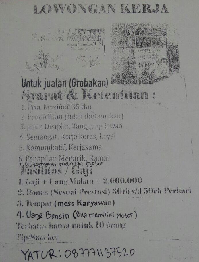 Lowongan Kerja daerah Pamulang gaji menarik butuh cepat!!