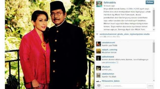 Besok, Fahmi Idris menikahi Yeni Fatmawati