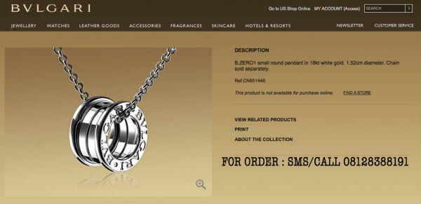 (MIRROR 1:1) BVLGARI BZERO NECKLACE in WHITE GOLD, ROSE GOLD, & COMBINATION..