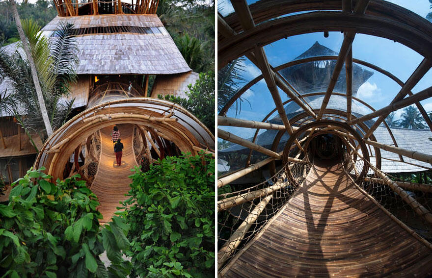 Rumah Bambu di Bali oleh seorang wanita karir yang meninggalkan New York