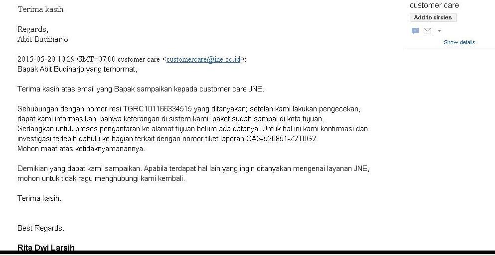 KECEWA DENGAN SERVICE JNE REGULER