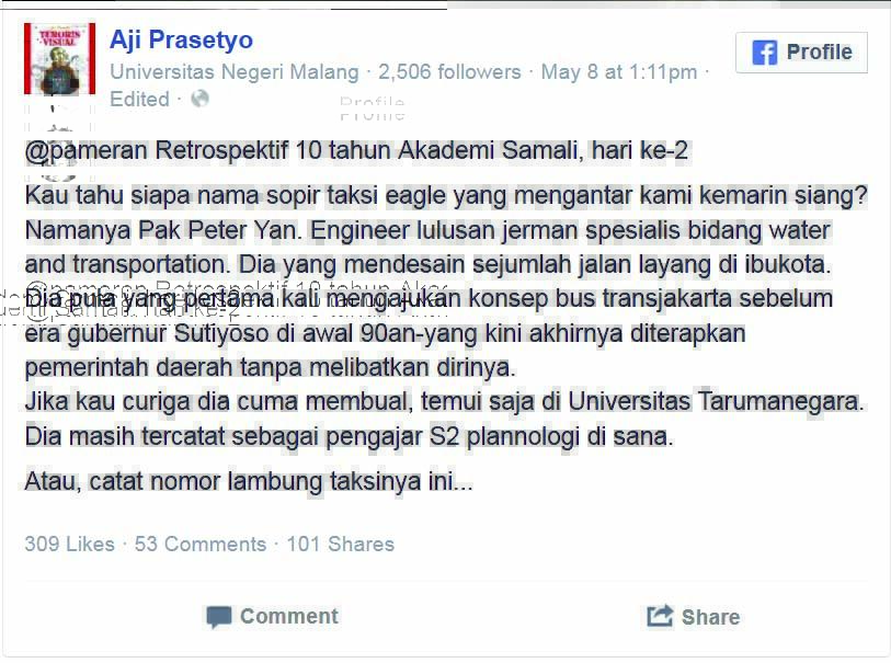 kisah Engineer lulusan jerman juga dosen S2 di UNTAR yg ikhlas jadi sopir taxi
