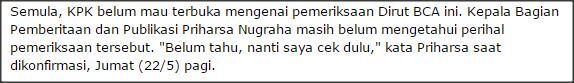 Akankah Petinggi BCA Suap KPK Agar diistimewakan Lagi?