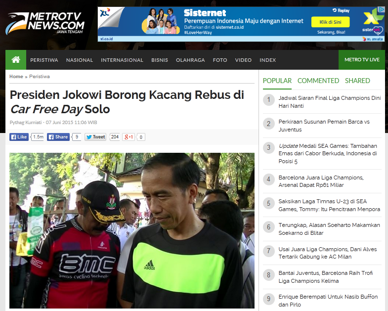 &#91;Resmi Pemerintah&#93; Presiden Jokowi Borong Kacang Rebus di Car Free Day Solo