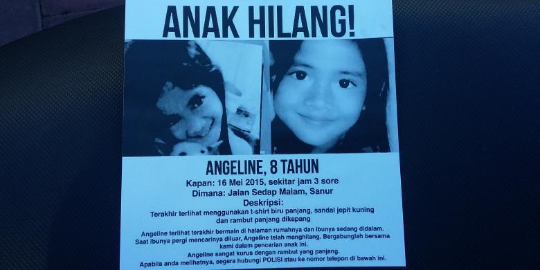 RIP.Angeline, Bocah 8 Tahun yang Hilang Ditemukan Tewas di Belakang Rumah