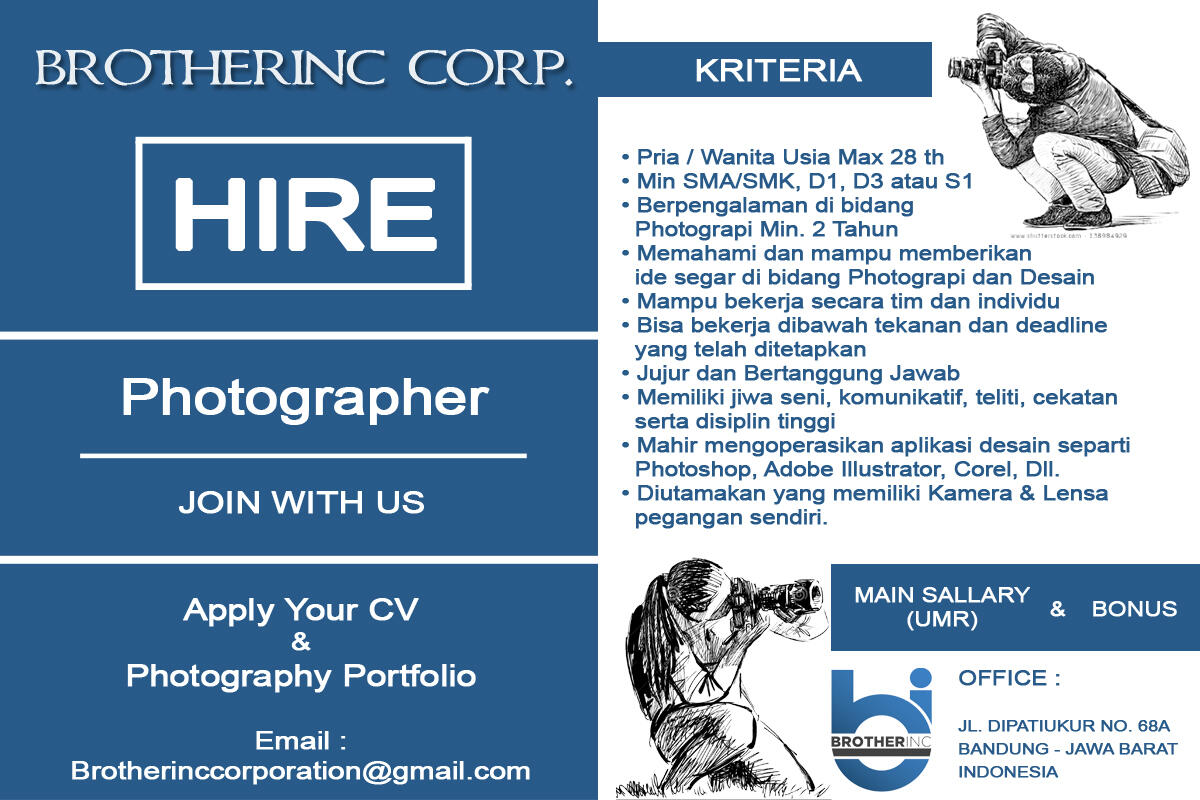 LOWONGAN KERJA BIDANG PHOTOGRAPY & DESIGN