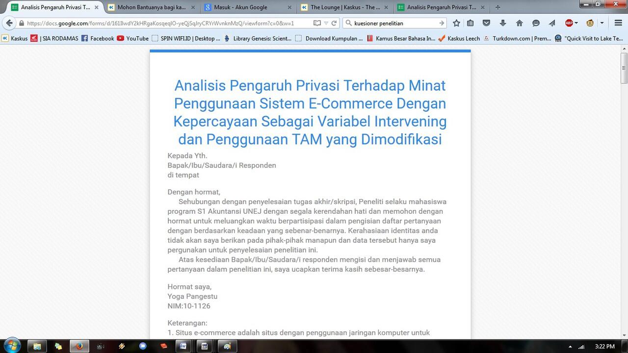 (HELP KUESIONER) Mohon Bantuannya Agan Sista Yang Pernah Belanja Online.