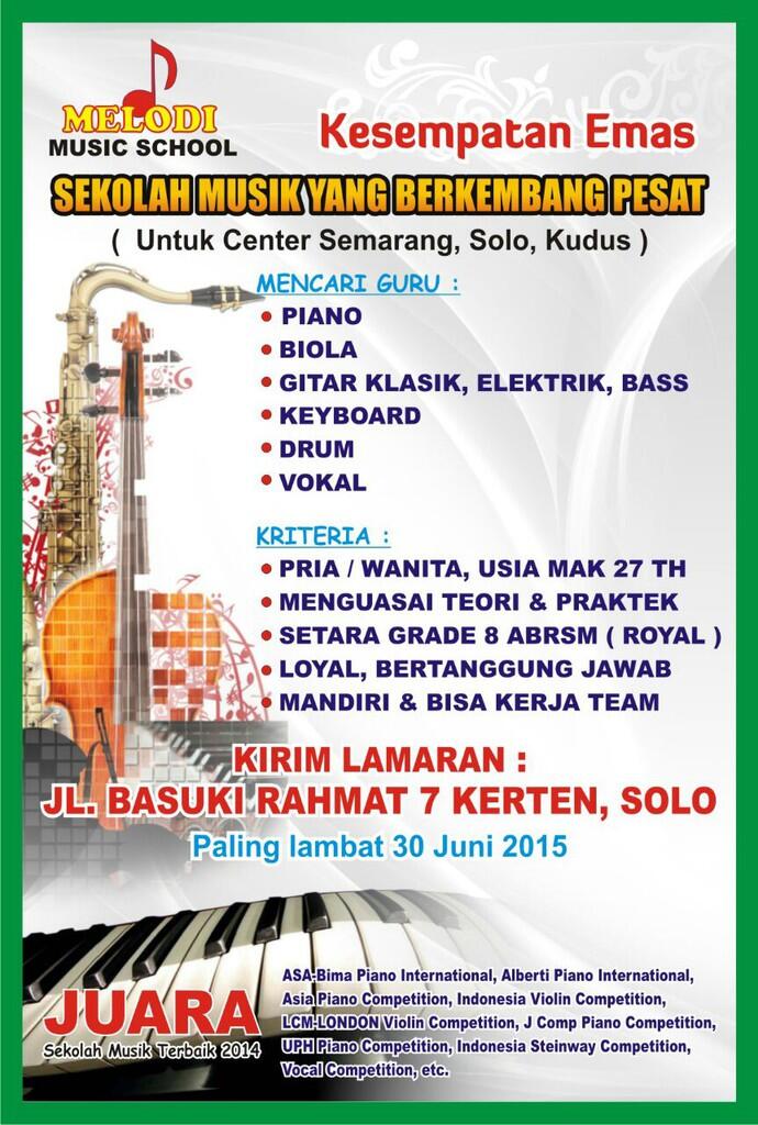 Lowongan Kerja di Bidang Musik. ( guru musik )