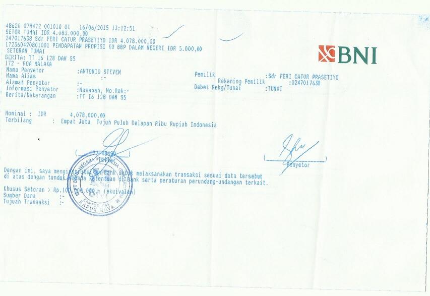 Penipuan Feri Catur Prasetiyo