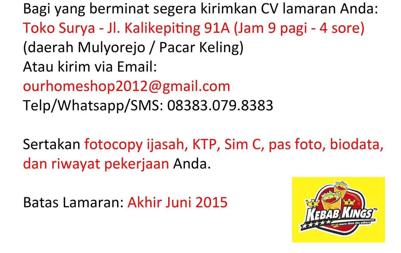 Lowongan Kerja Pramuniaga Stand Makanan (Surabaya Timur)