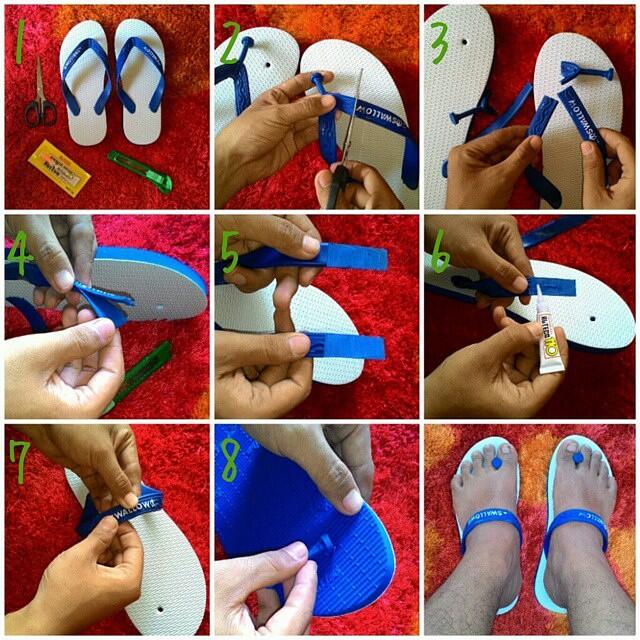 Keren!! Tutorial Modifikasi Sandal Jepit Swallow Menjadi Sandal Branded!!