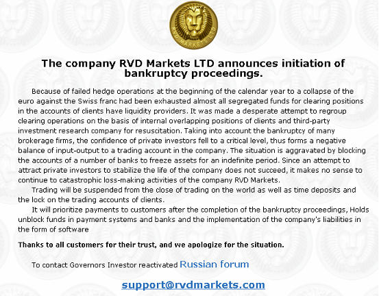 RVD Market declares bankrupt