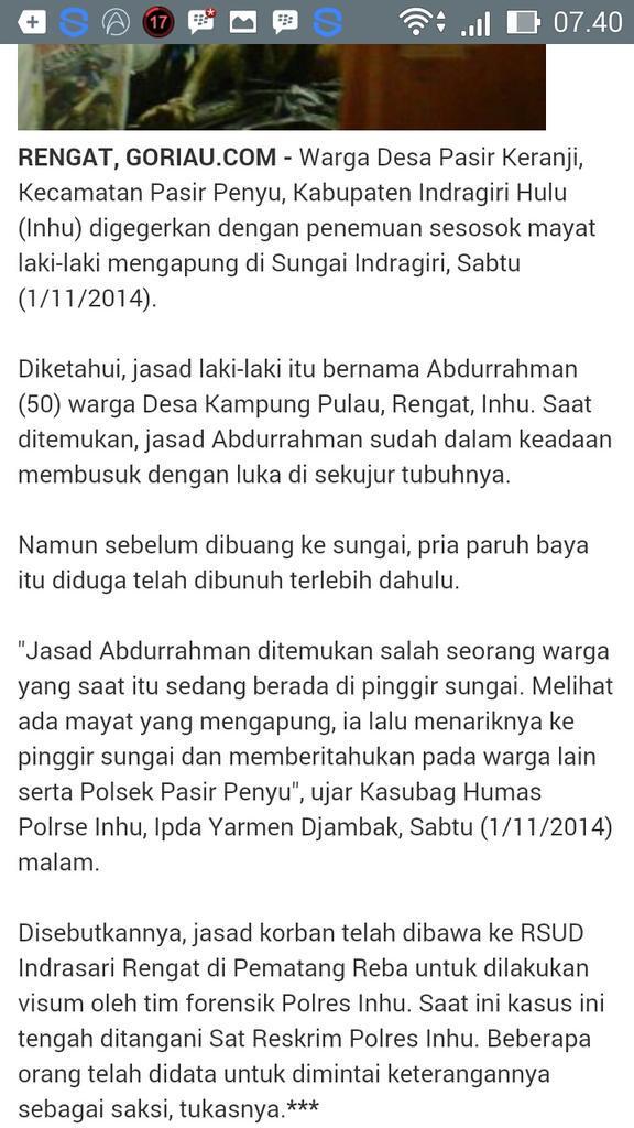 DIDUGA KORBAN PEMBUNUHAN DAN PELAKUNYA BELUM TERTANGKAP SAMPAI SEKARANG