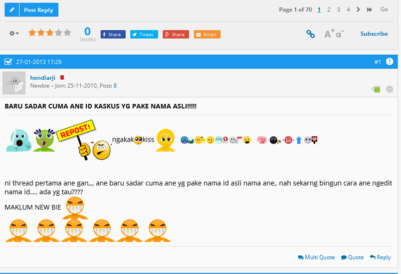 Post TS cuma 8, threadnya 70 page &amp; udah 2 thn masih bertahan, isinya cuma nanya.