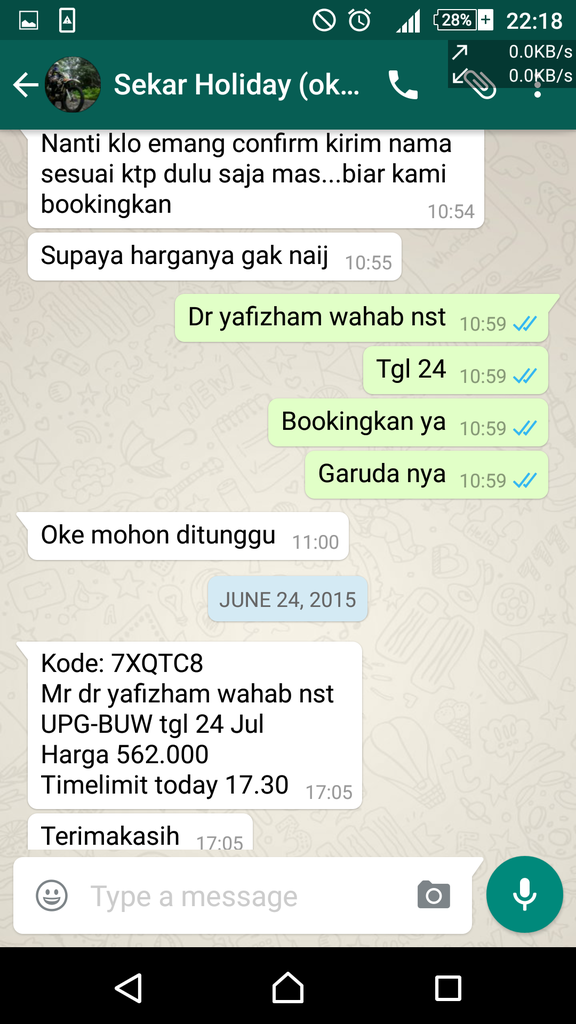 PENIPUAN TIKET PESAWAT, a.n INES ERMERAWAN ngaku dari SEKAR HOLIDAY MALANG