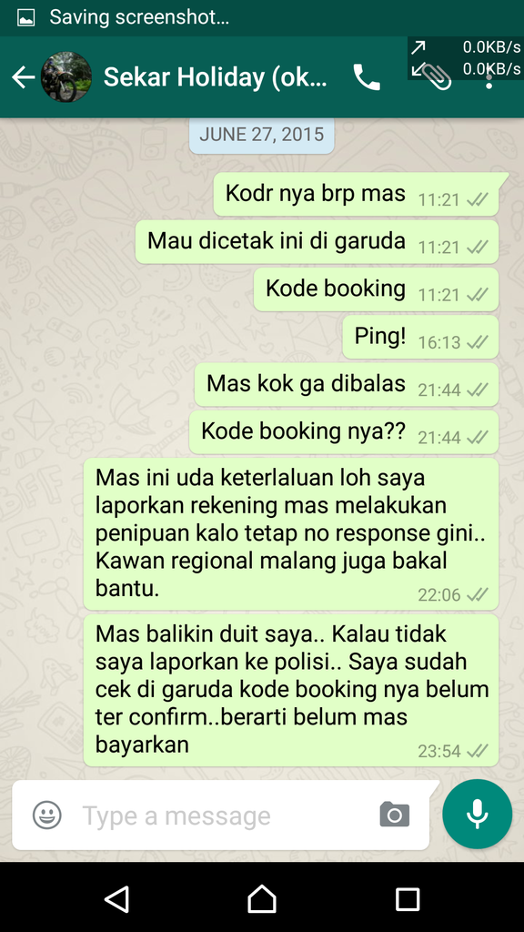 PENIPUAN TIKET PESAWAT, a.n INES ERMERAWAN ngaku dari SEKAR HOLIDAY MALANG