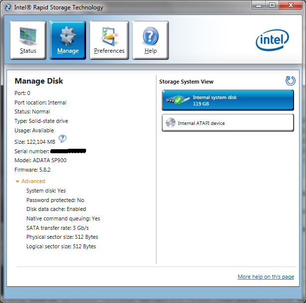 Intel storage driver