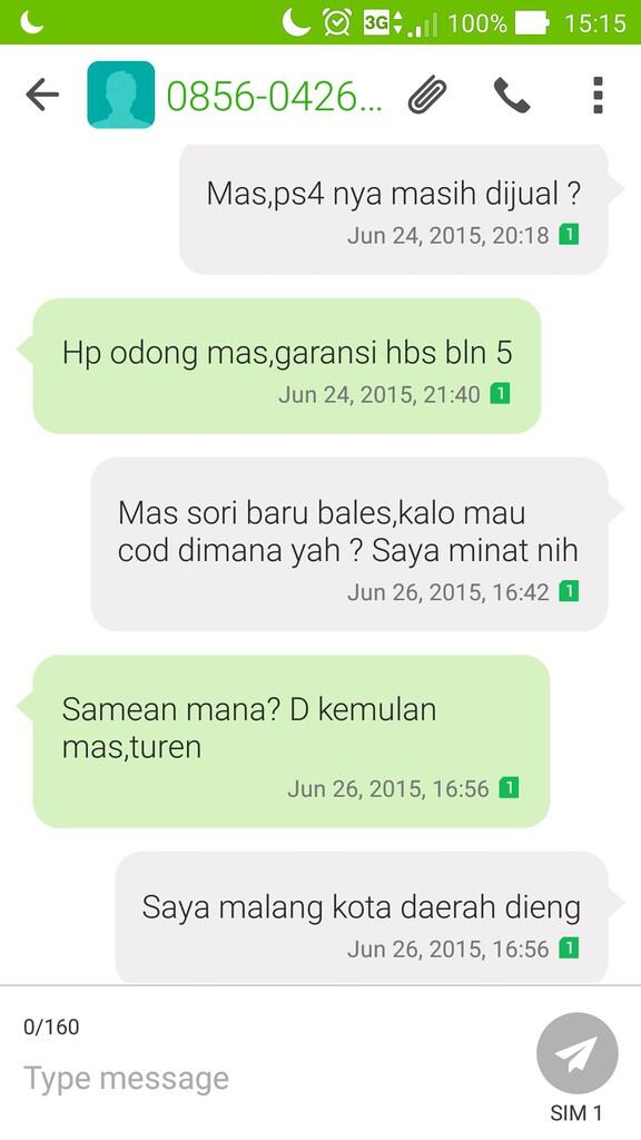 PENIPUAN PENJUALAN PS4 DARI ID ABEEJUNGKIZ