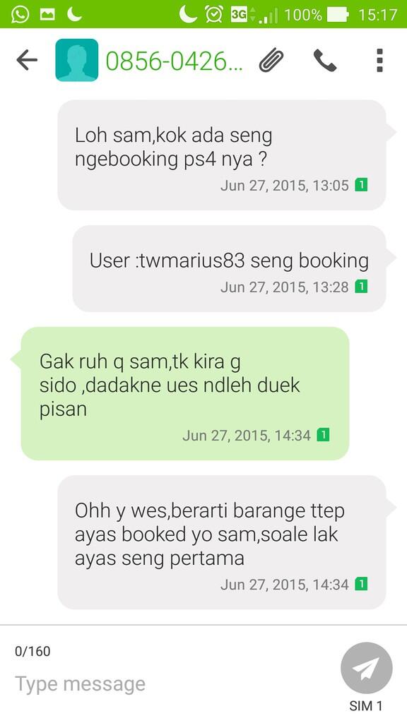 PENIPUAN PENJUALAN PS4 DARI ID ABEEJUNGKIZ