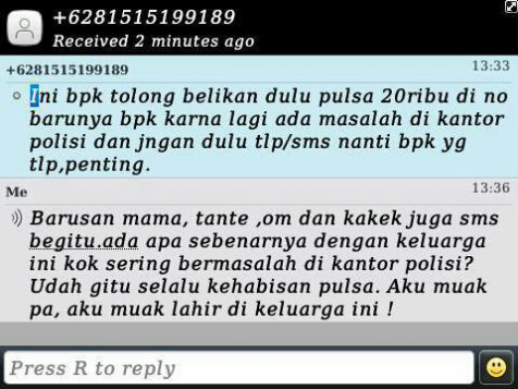 balasan buat si penipu sms (ngakak)