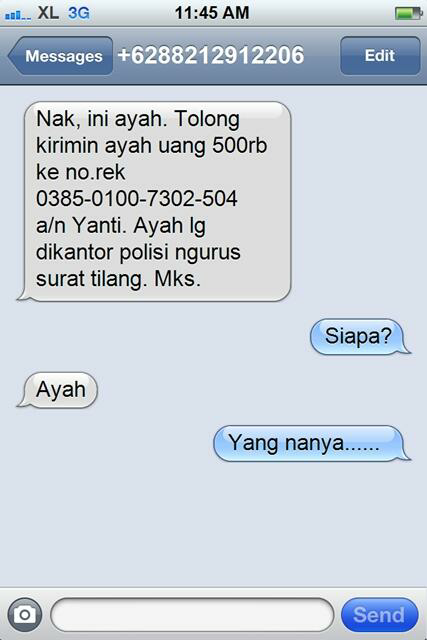 balasan buat si penipu sms (ngakak)