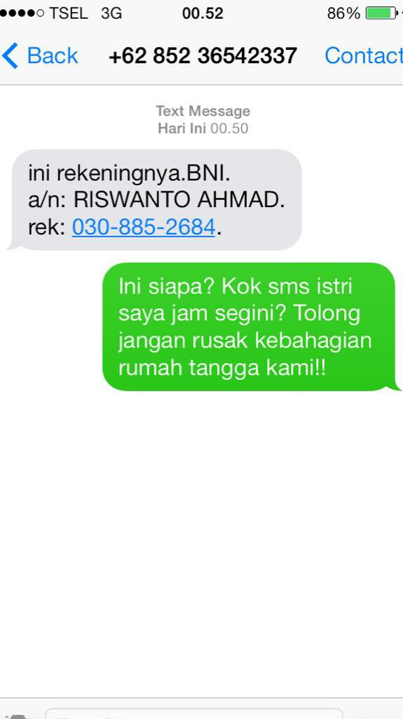 balasan buat si penipu sms (ngakak)