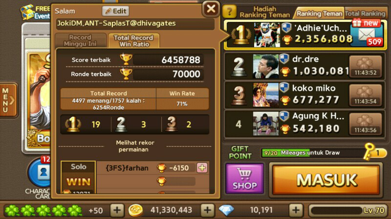 ID Get Rich aka Getrich Lv.70|Tricia S+30|SheepDiana S+30|Pendant S Rata|Joki Diamond