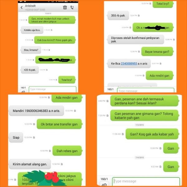 Seller Penipu di OLX.co.id id: &quot;Amel Bolt&quot; Jualan Modem bolt dan Perdana
