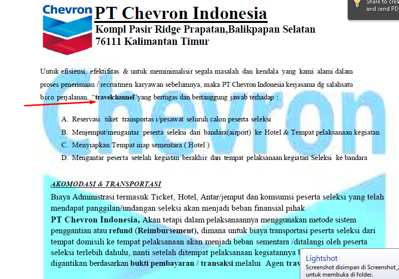 HATI-HATI LOWONGAN CHEVRON INDONESIA