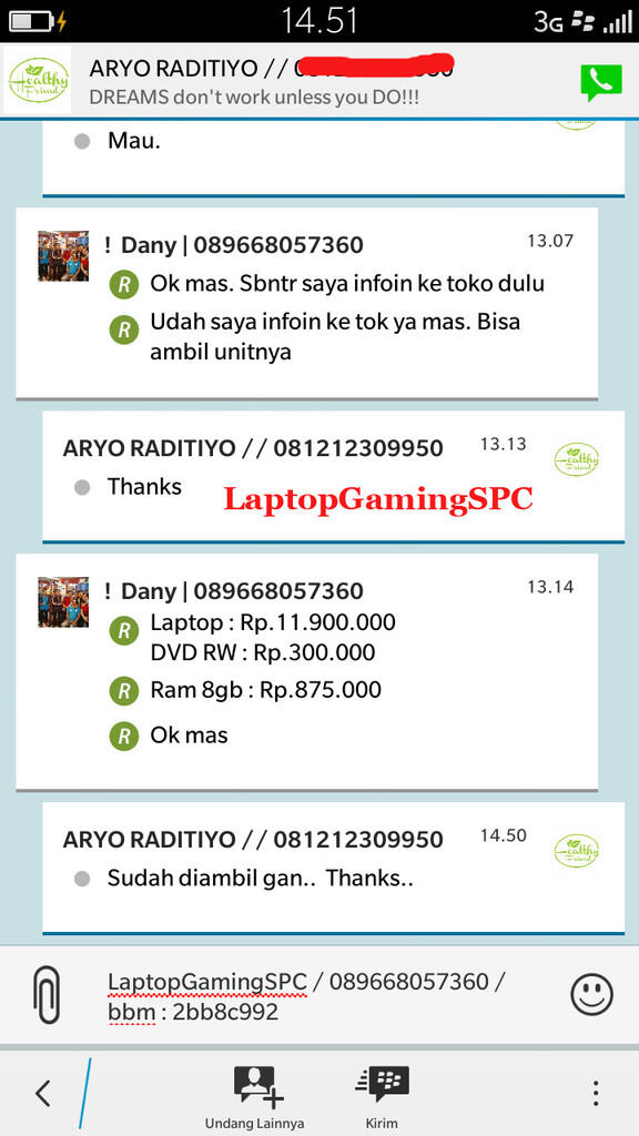 Testimonial dan Feedback > GamerJakarta.com - Laptop Gaming Specialist