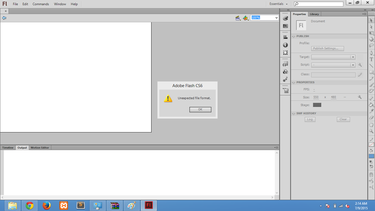 tolong gan,, saya dapet masalah serius soal flash cs6,, unexpected file format