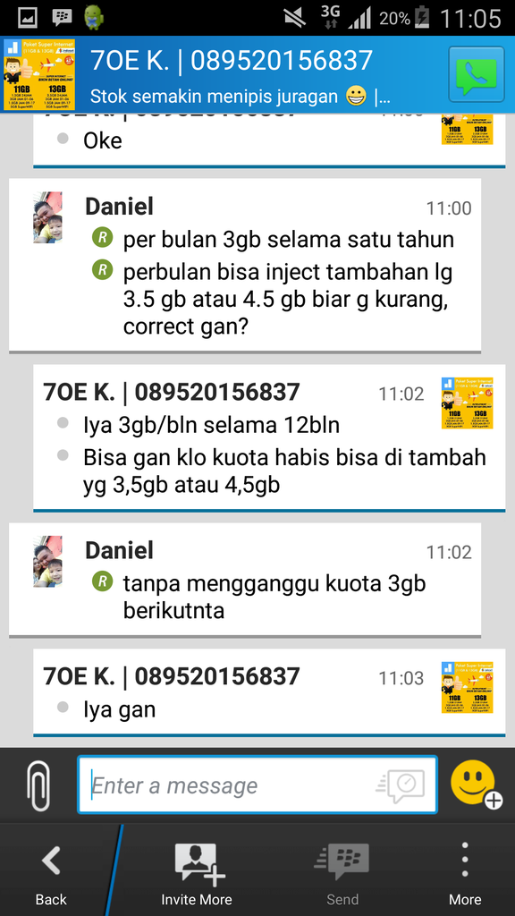 Mohon ditindak lanjuti penipuan pengisian paket inject internet.