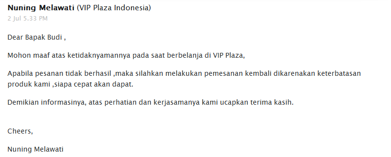 Pembatalan Secara Sepihak Oleh VIPPLAZA (PROMO BBMMONEY) Penipuankah ??