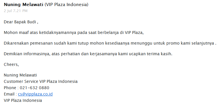 Pembatalan Secara Sepihak Oleh VIPPLAZA (PROMO BBMMONEY) Penipuankah ??