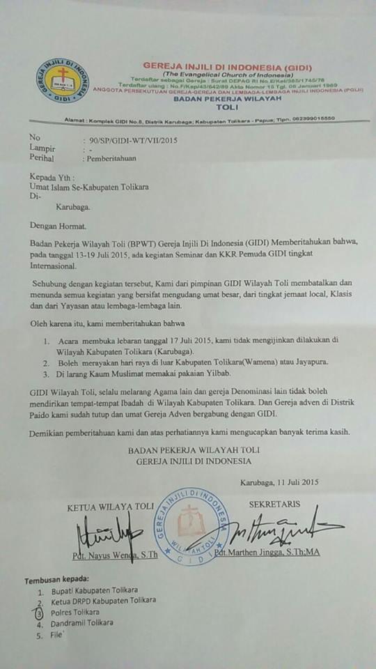 Surat Edaran Wilayah Toli Kab. Tolikara