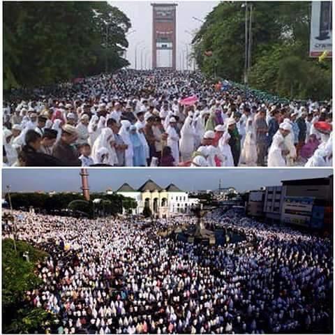 BEGINILAH KEADAAN SHOLAT IED DI MASJID AGUNG PALEMBANG DARI TAHUN KE TAHUN..