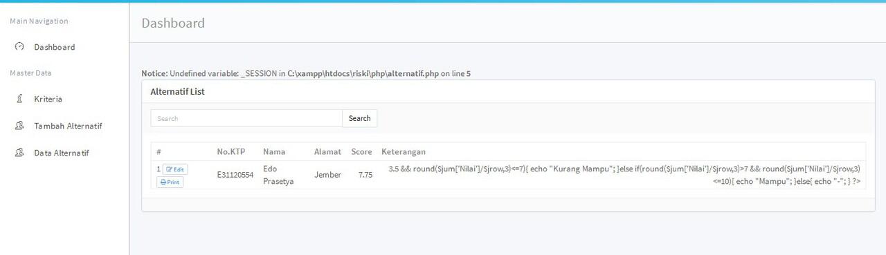gagal menampilkan hasil IF ELSE pada PHP