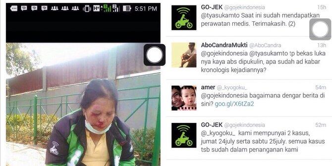 KORBAN OJEK VS GOJEK : Wanita Pengemudi Go-Jek Dipukuli Tukang Ojek Pangkalan