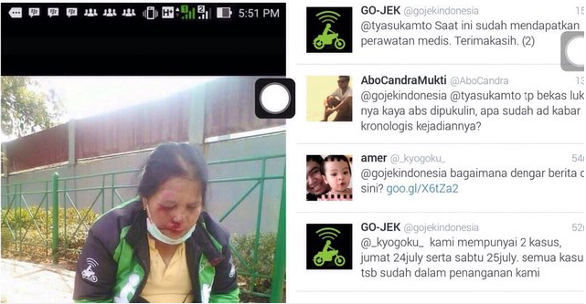 Ini Foto Wajah Gojek Wanita yang Bonyok, Gojek diserbu pertanyaan